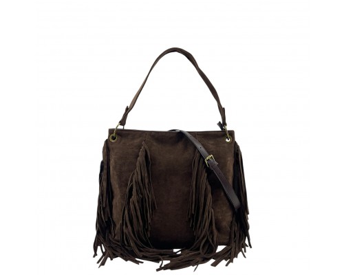 Bolso De Hombro Grande Con Flecos